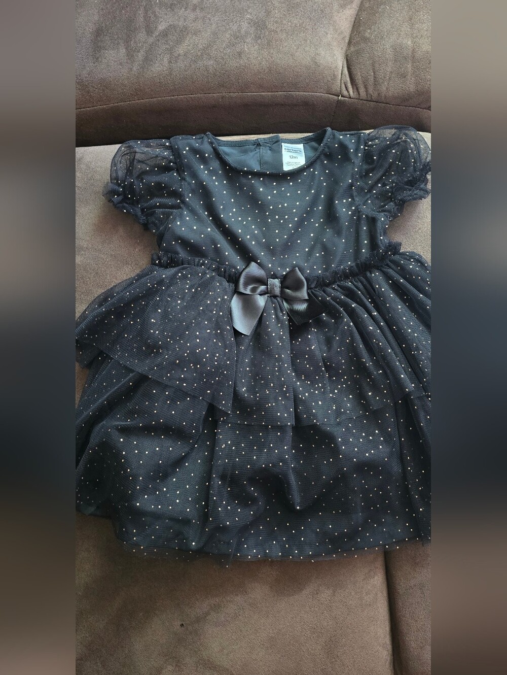 Girls Black Sparkle Tulle Party Dress with Bow